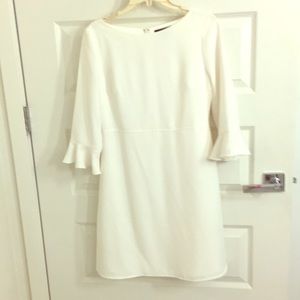 Cream Banana Republic dress with bell sleeves